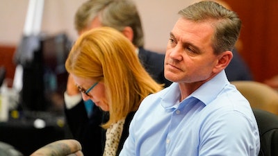 Leslie Comardelle, former Arkema manager in Crosby, listens during the Arkema Inc. criminal trial at Harris County Criminal Courthouse, Thursday, Feb. 27, 2020, in Houston. Arkema Inc., a subsidiary of a French chemical manufacturer, along with three senior staff members are on trial over a fire at the Houston-area chemical plant that was overwhelmed by Hurricane Harvey's flooding in 2017.