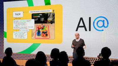 Zoubin Ghahramani, vice president of research at Google, speaks at the Google AI@ event on Wednesday, Nov. 2, 2022, in New York.