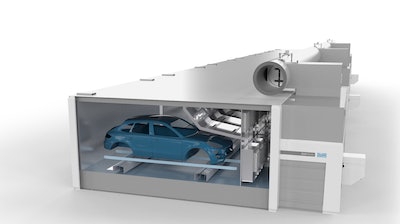 In the EcoInCure oven, air flows through the opening in the windshield and heats the body parts from the inside out with a high level of uniformity.