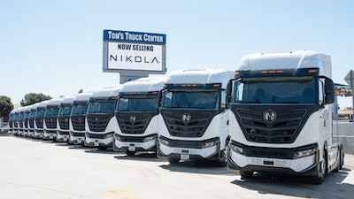 Nikola battery-electric semi-trucks are now available at Tom's Truck Center in Santa Ana, Calif. and Santa Fe Springs, Calif.