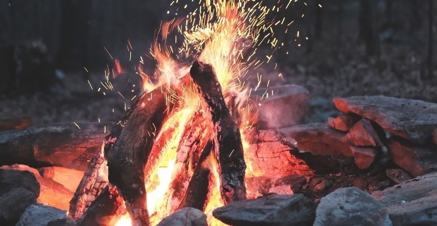 outdoor activity with toddler bonfire